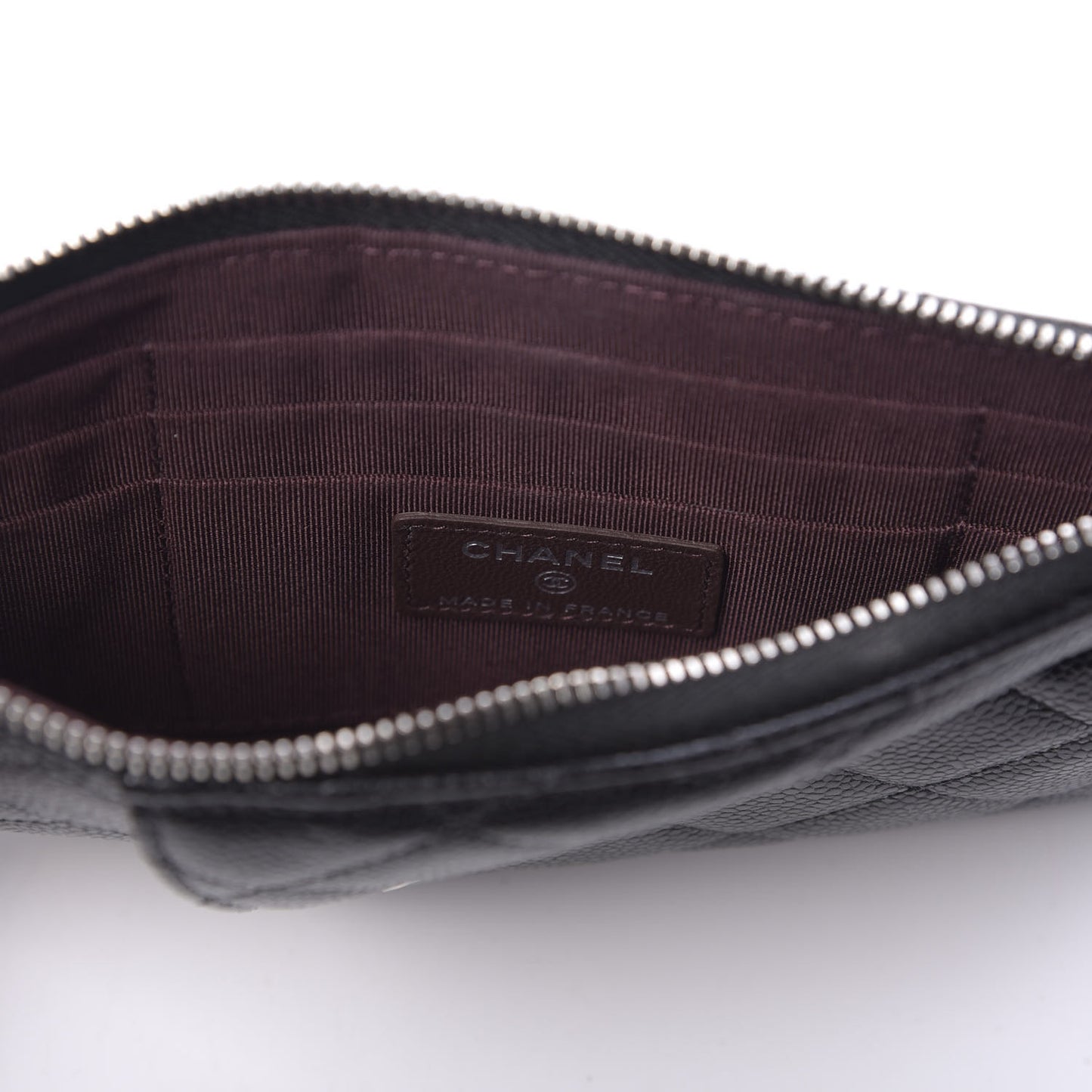 Caviar Quilted Classic Flat Wallet Pouch Black