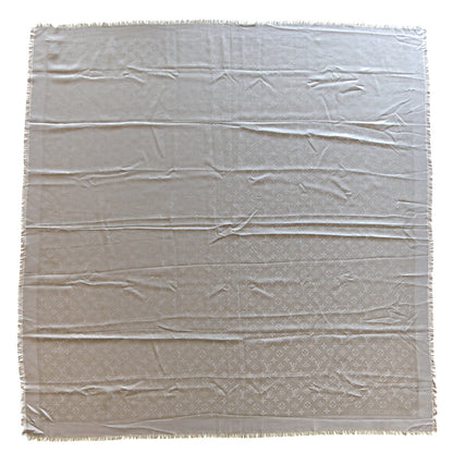 Louis Vuitton Silk Wool Monogram Shawl Beige 3 of 5