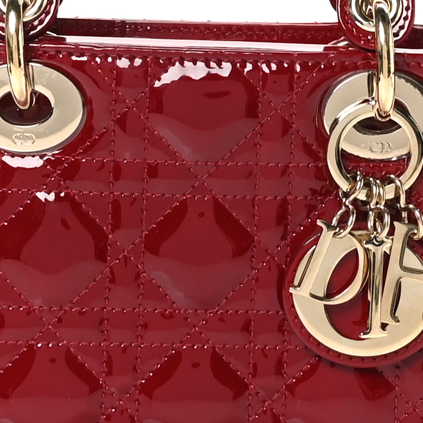 Patent Cannage Mini Lady Dior Red
