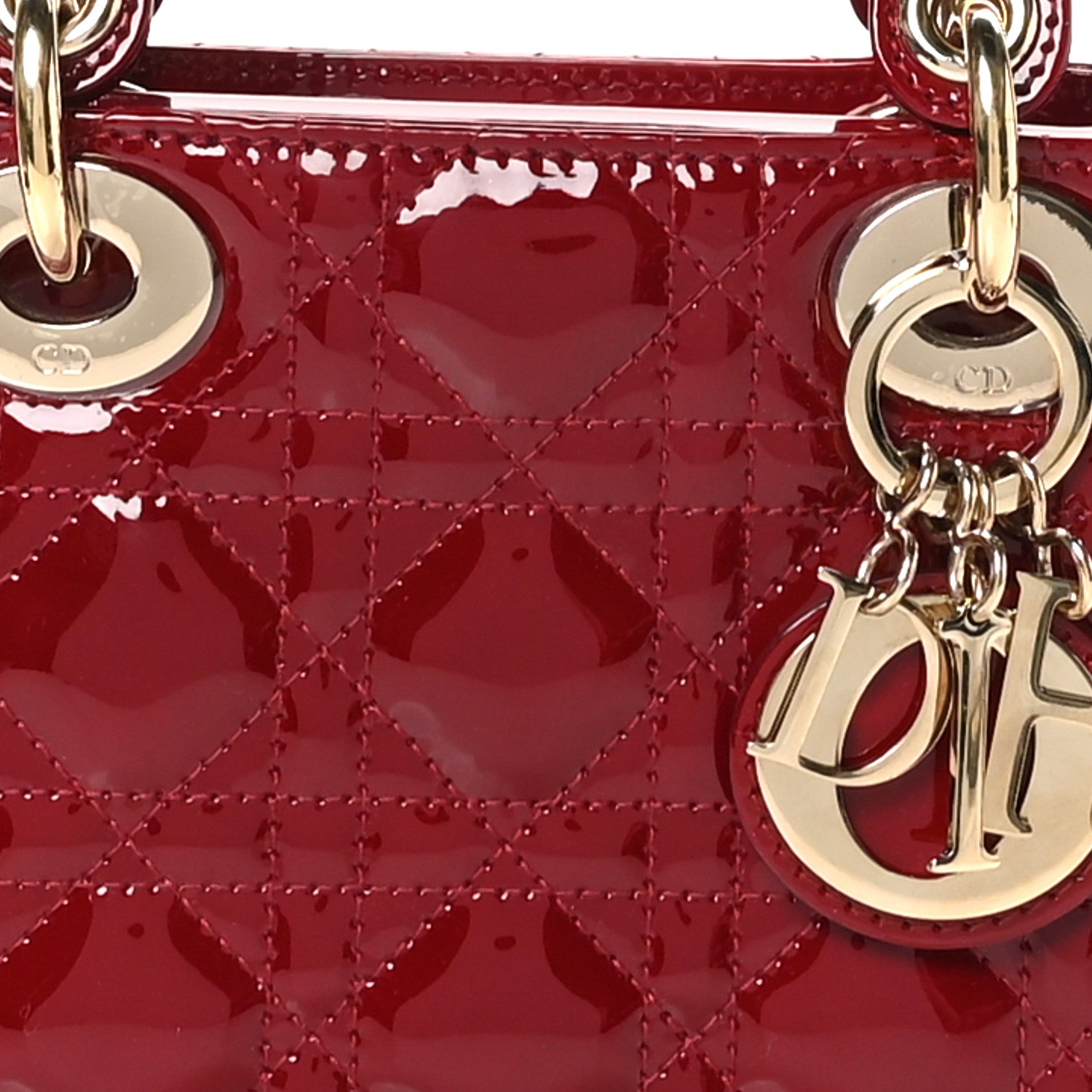 Christian Dior Patent Cannage Mini Lady Dior Red 7 of 10