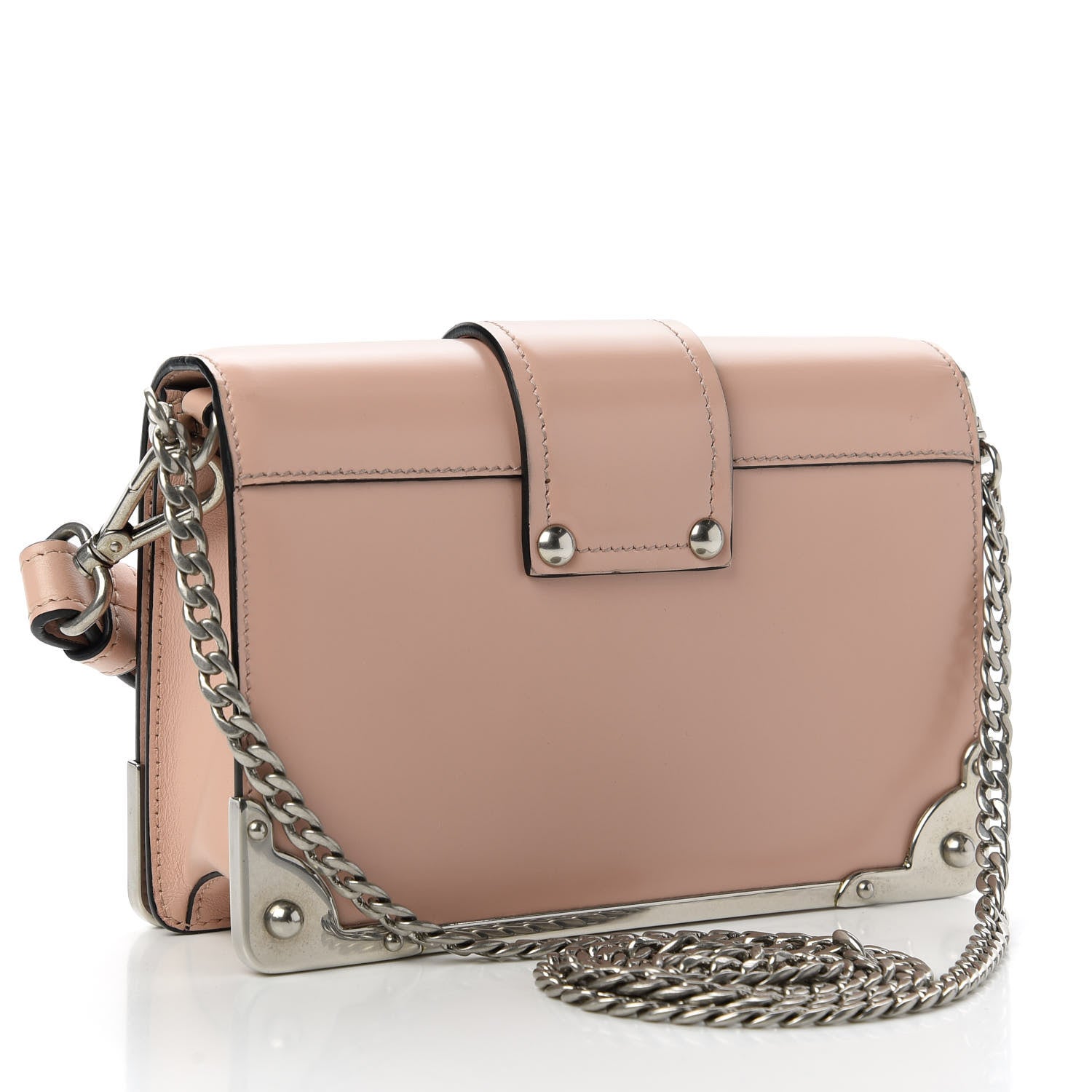 Prada Spazzolato Soft Calf Cahier Chain Wristlet Clutch Pesca 3 of 9