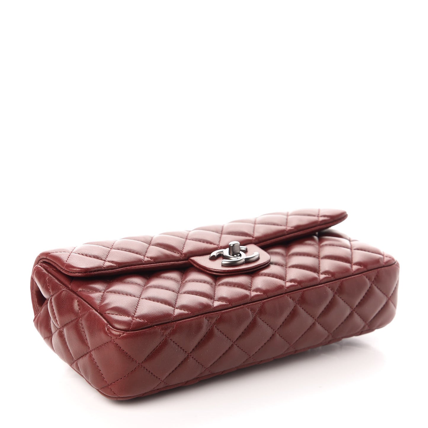 Lambskin Quilted East West Flap Dark Red