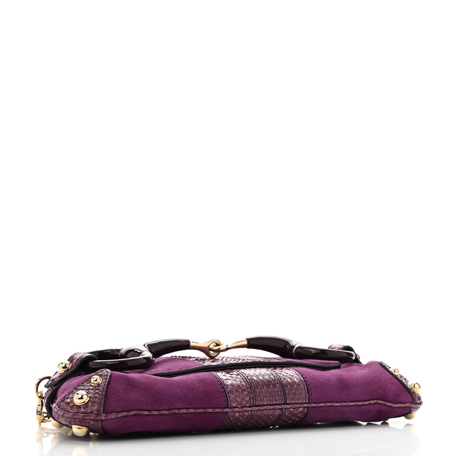 Gucci Tom Ford Suede Snakeskin Horsebit Clutch  Purple 4 of 12