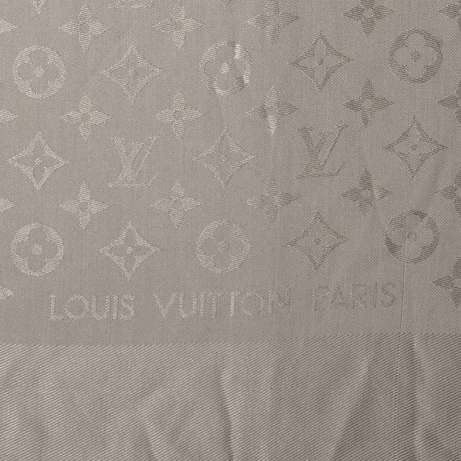 Louis Vuitton Silk Wool Monogram Shawl Beige 4 of 5