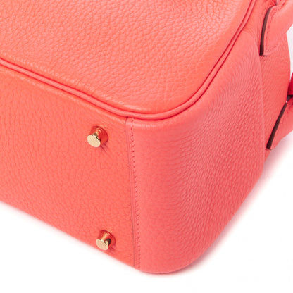 Hermes Taurillon Clemence Mini Lindy 20 Rose Texas 5 of 12