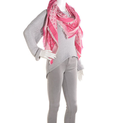 Louis Vuitton Silk Wool Monogram Denim Shawl Pivoine 2 of 6