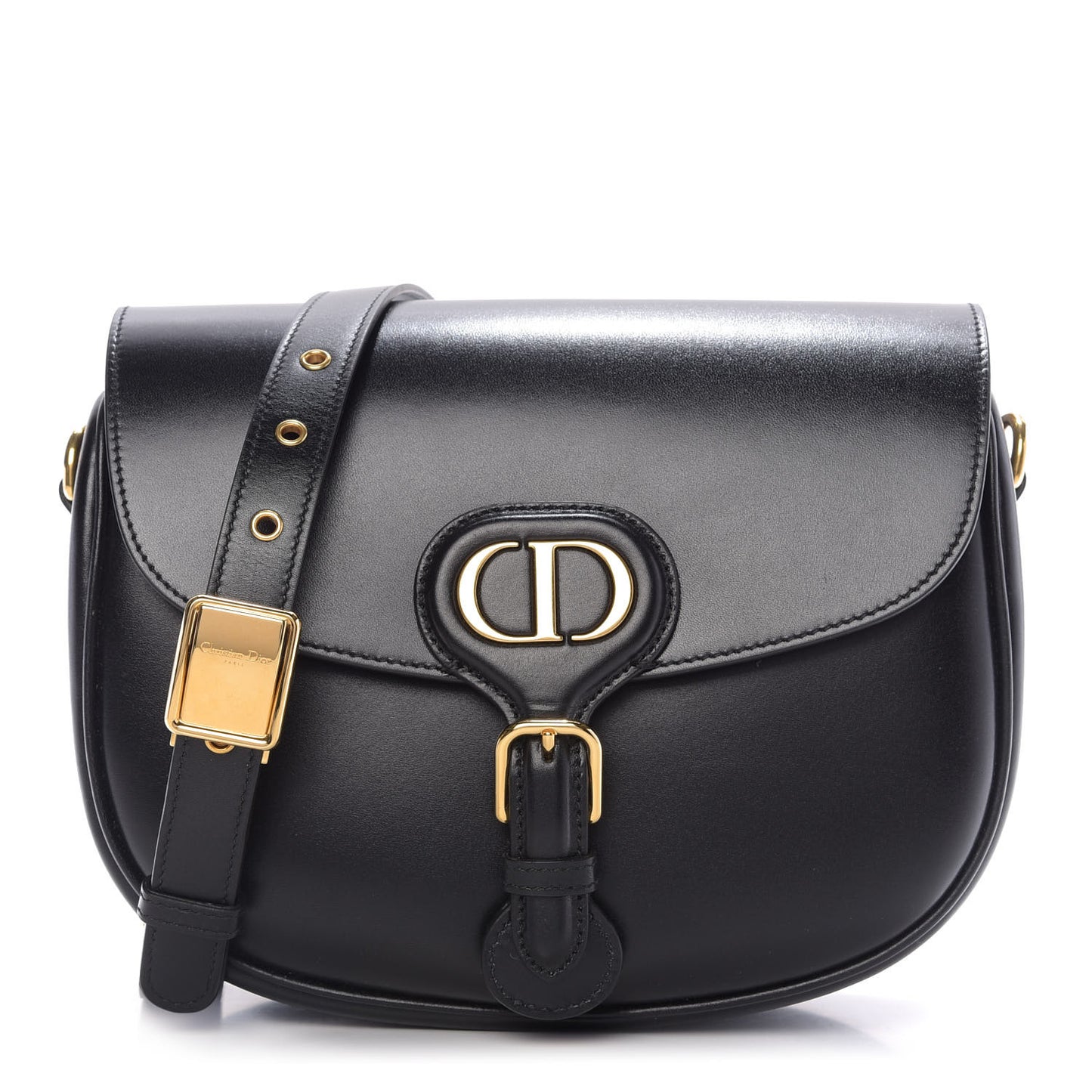 Box Calfskin Medium Bobby Flap Black