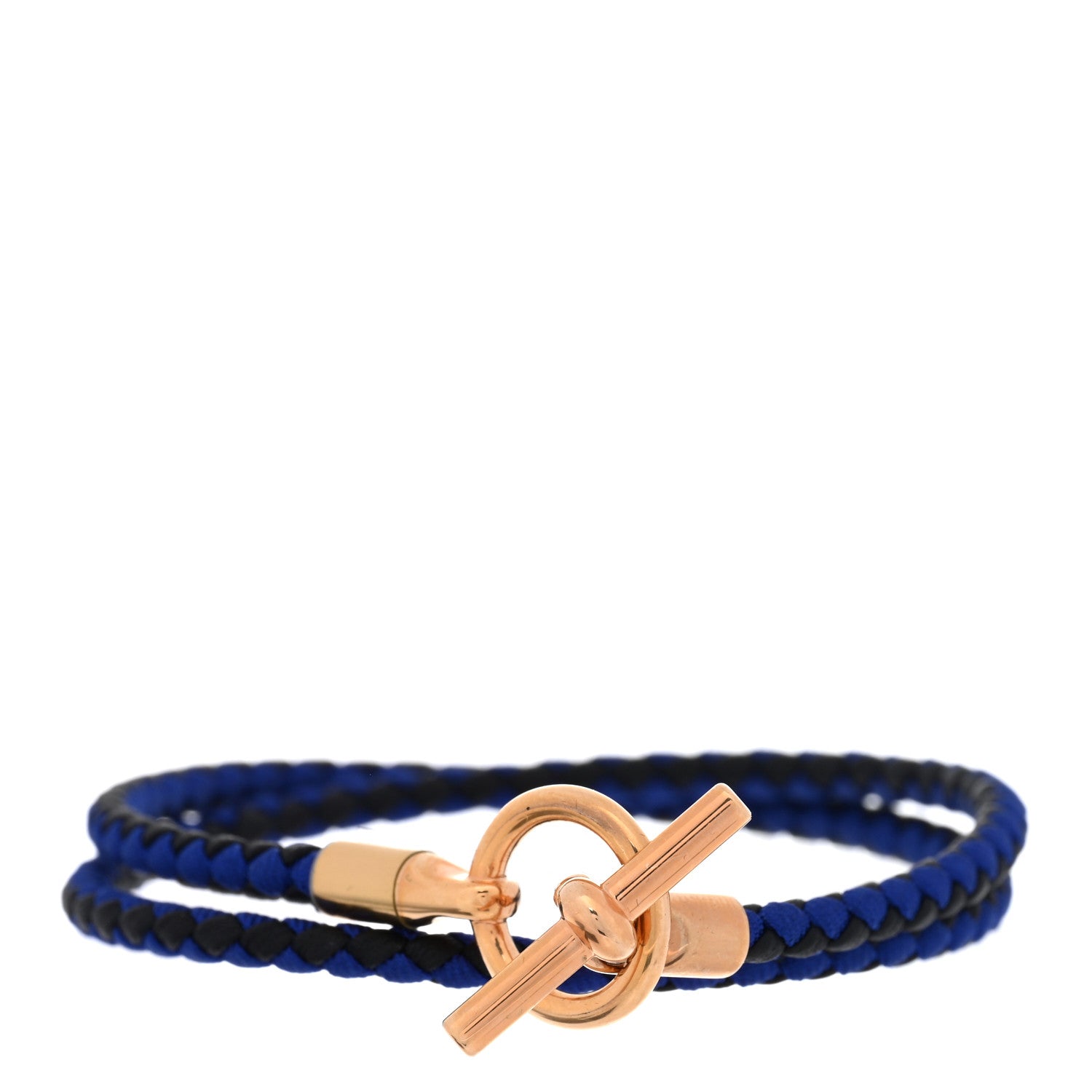 Hermes Swift Silk Braided Glenan Double Tour Bracelet Indigo Fonce Black 1 of 3