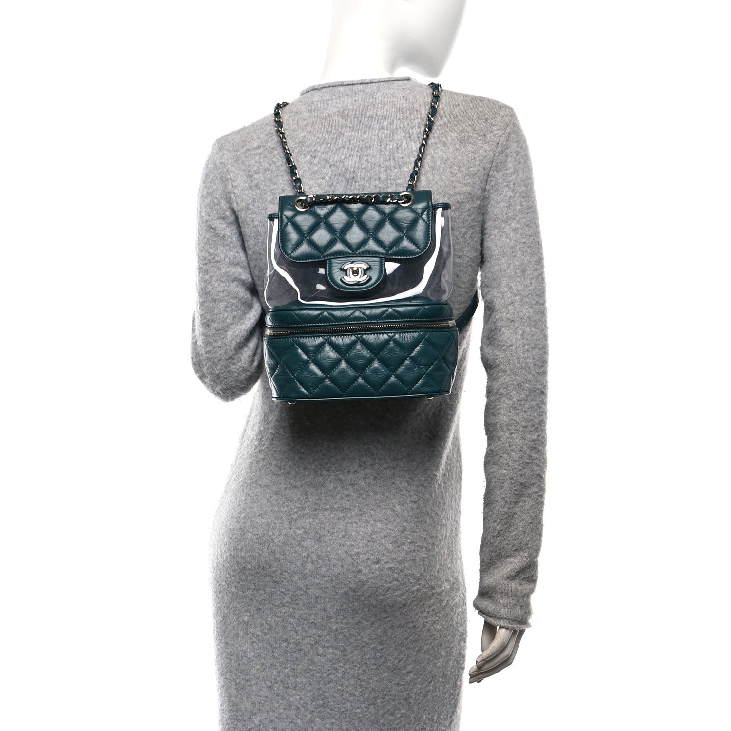 Chanel Crumpled Calfskin PVC Quilted Backpack Green 2 of 10
