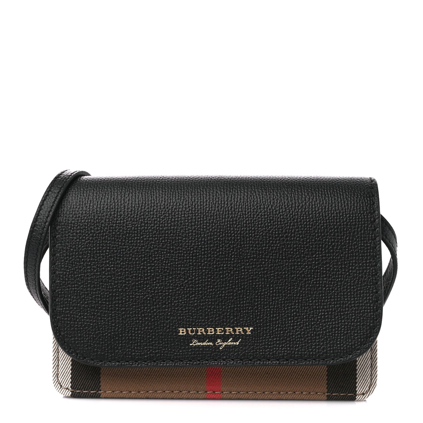 Derby Calfskin House Check Wallet On Chain Black