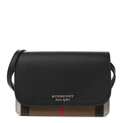 Burberry Derby Calfskin House Check Wallet On Chain Black 1 of 10