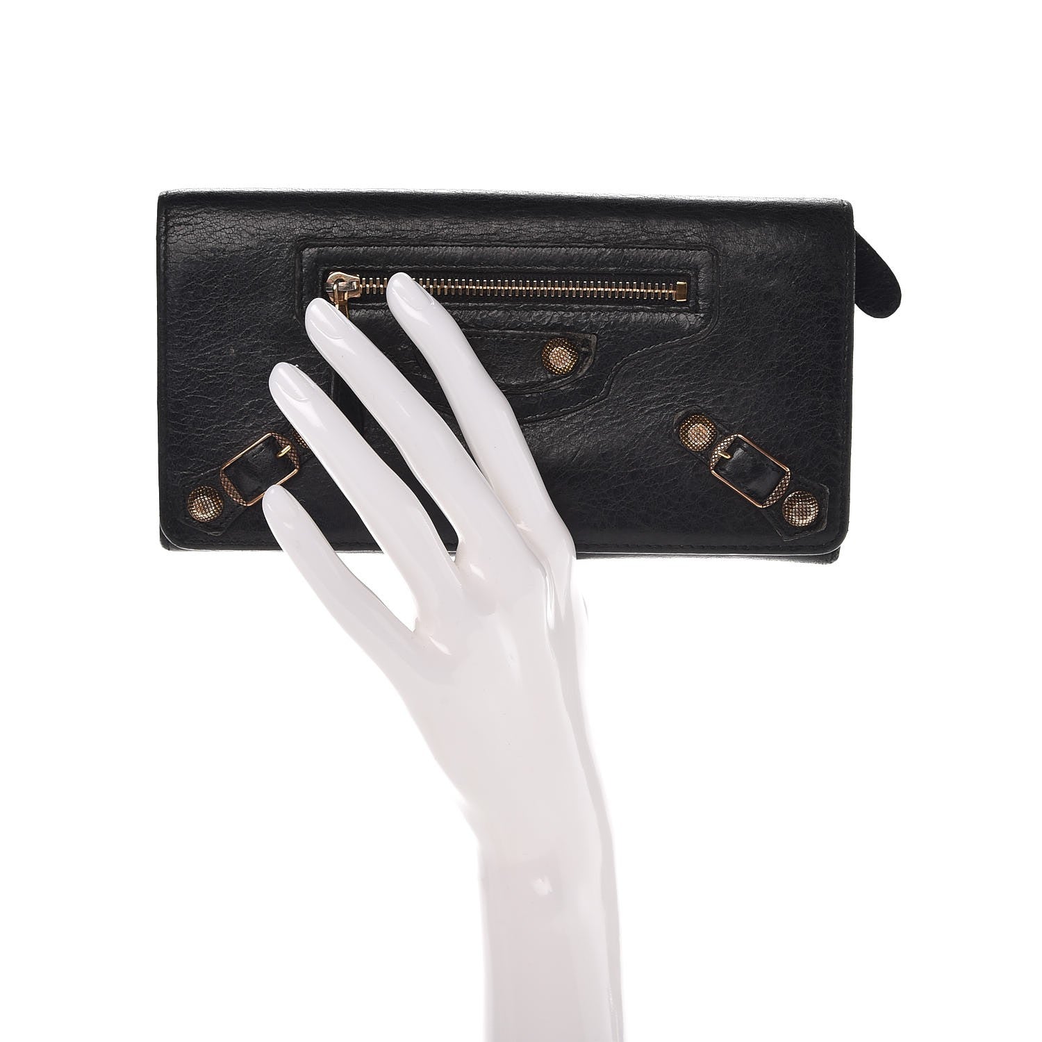 Balenciaga Agneau Giant 12 Rose Gold Hardware Money Wallet Black 11 of 18