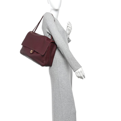 Grained Calfskin Souplissimo Maxi Flap Burgundy