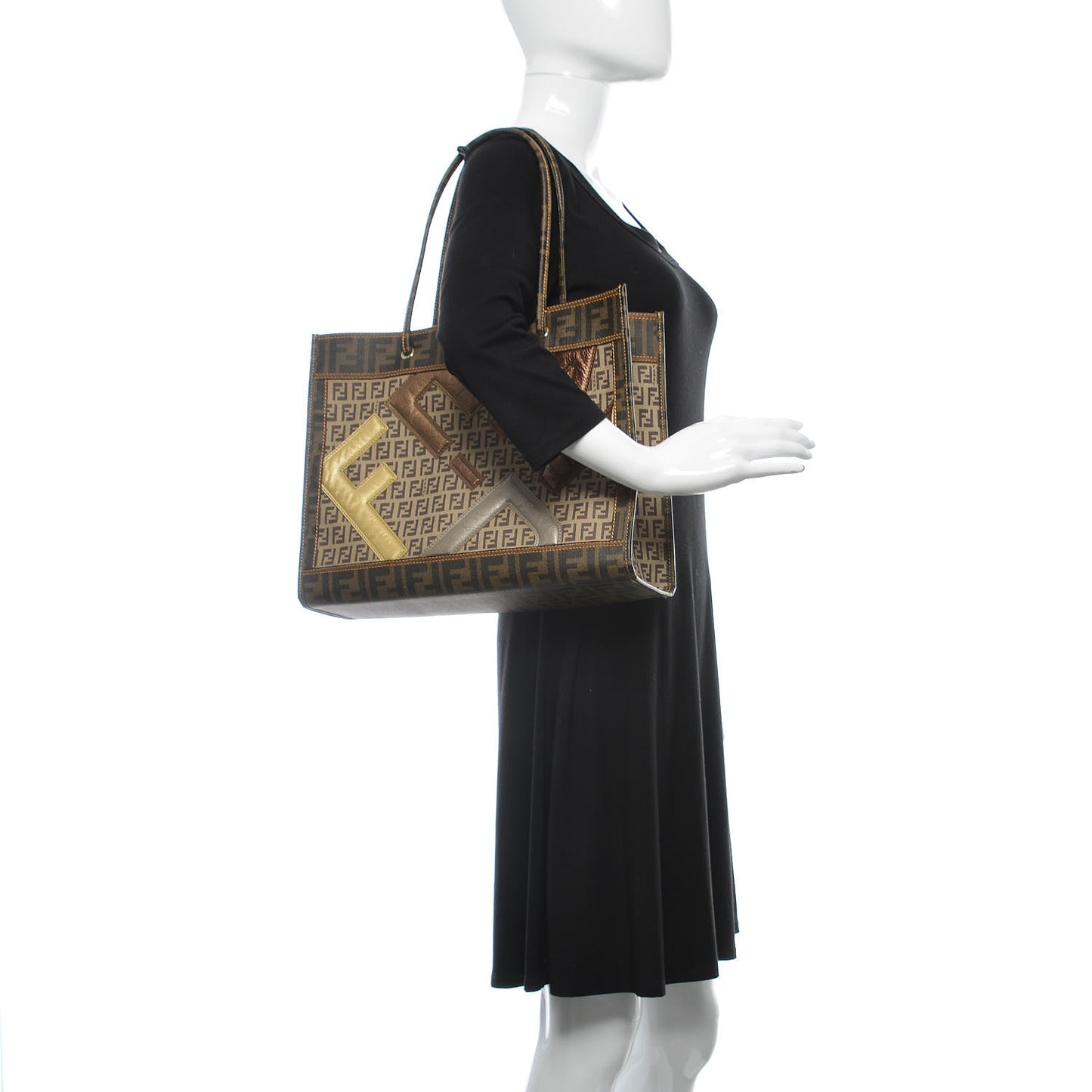 Metallic Calfskin Zucchino Zucca Spalmati Shopping Tote Tobacco