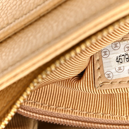 Chanel Caviar Logo Shoulder Bag Beige 7 of 15