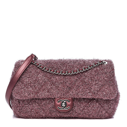 Chanel Lurex Knit Medium Pluto Glitter Flap Pink 1 of 11
