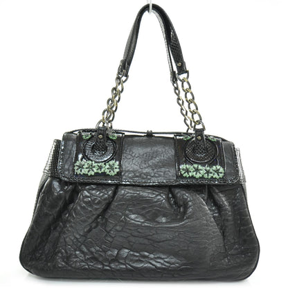 Fendi Nappa Python Floral B Bag Black 4 of 11