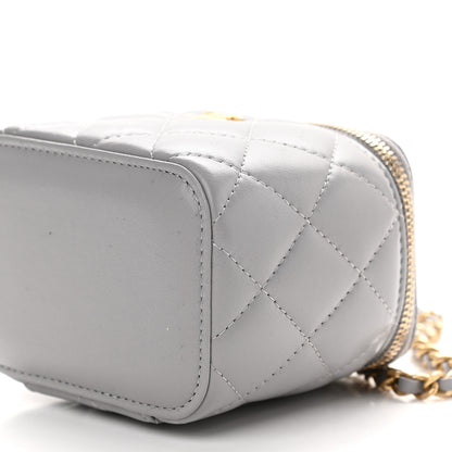 Chanel Lambskin Quilted Pearl Crush Mini Vanity Case With Chain Grey 9 of 9