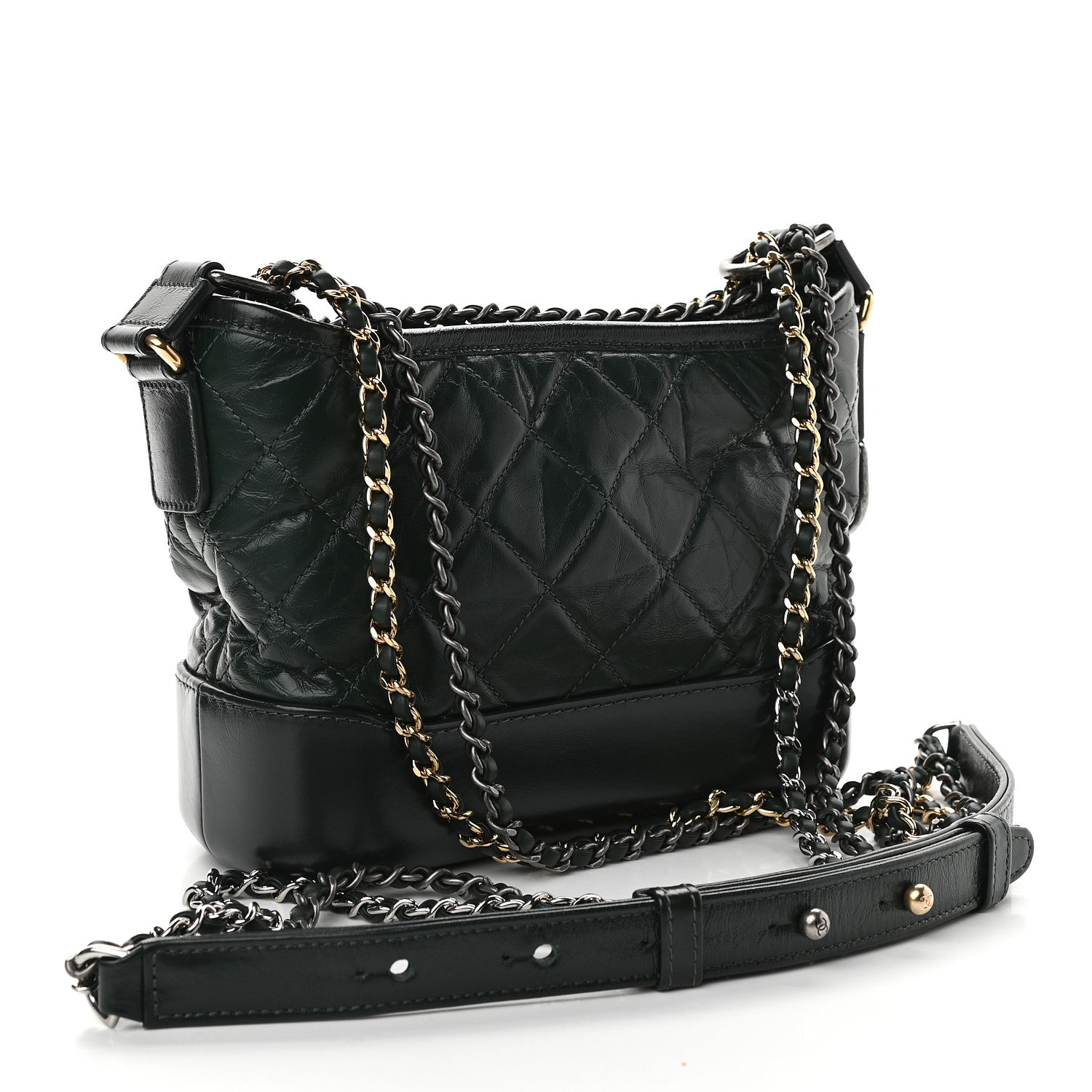 Chanel Aged Calfskin Quilted Small Gabrielle Hobo Dark Green 4 of 22