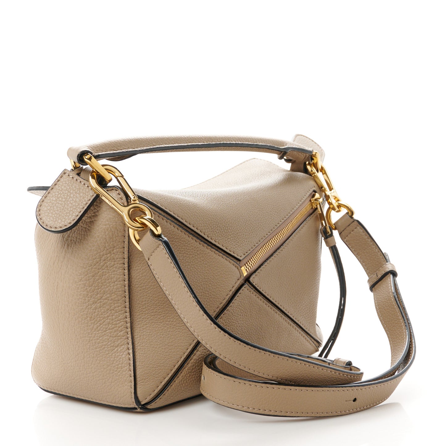 Grained Calfskin Small Puzzle Bag Sand