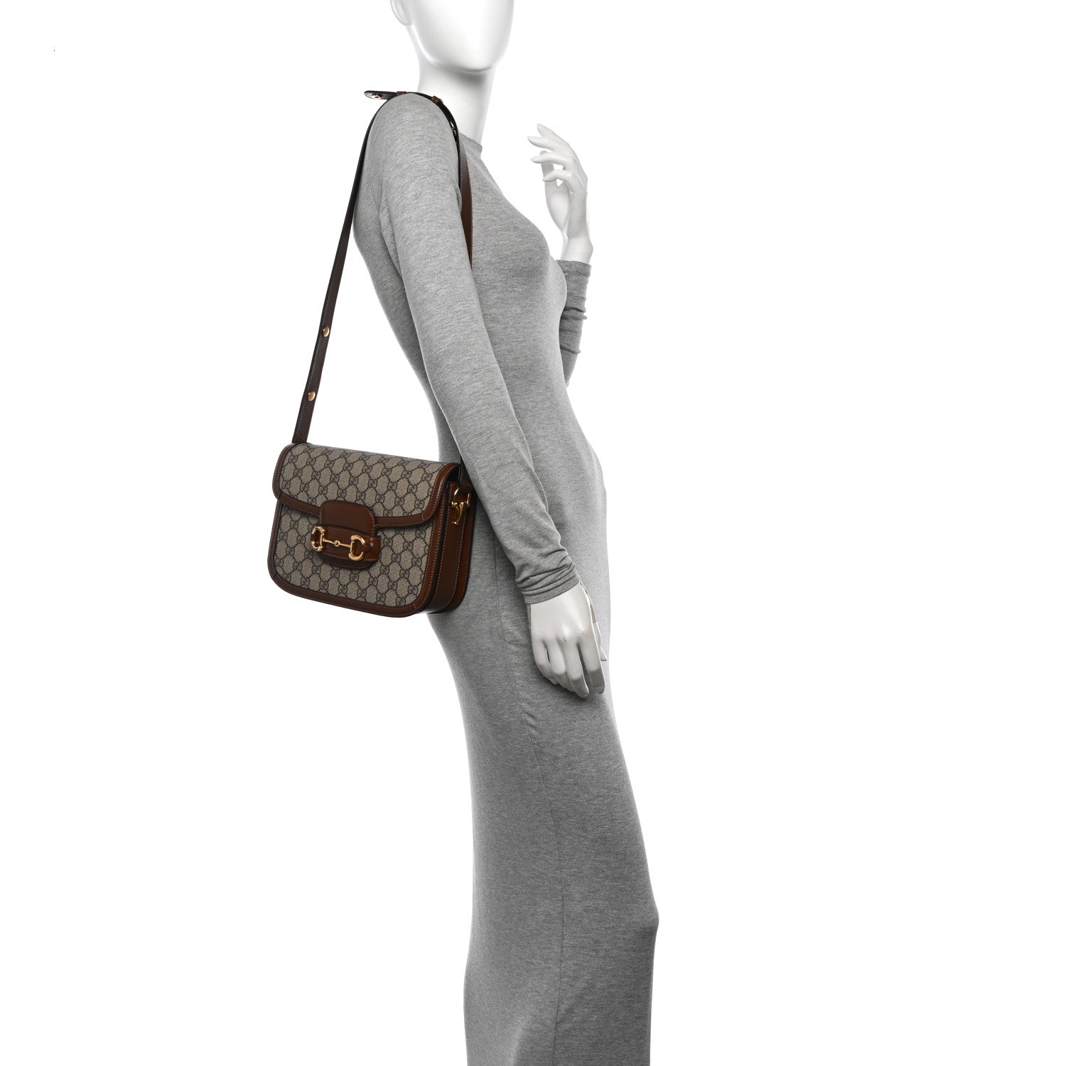 Gucci GG Supreme Monogram Horsebit 1955 Shoulder Bag Beige Brown Sugar 2 of 10