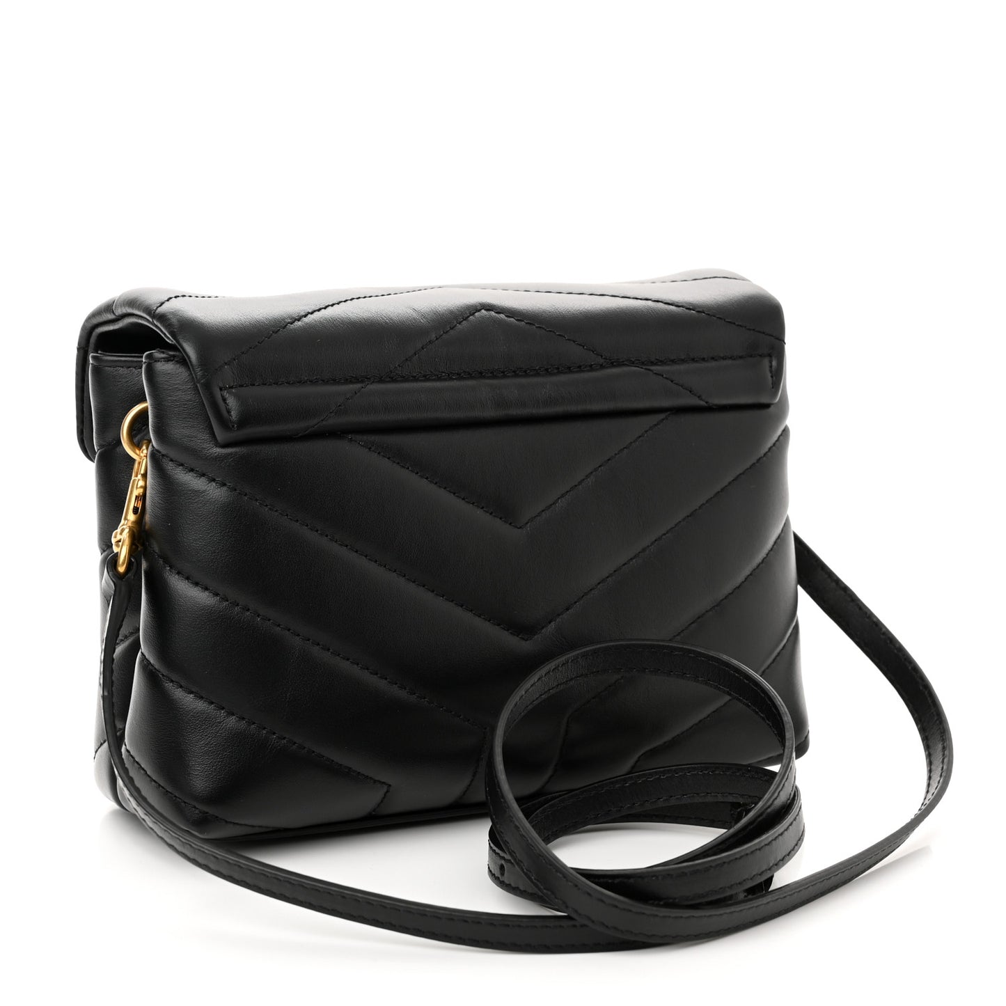 Calfskin Y Quilted Monogram Toy Loulou Crossbody Bag Black