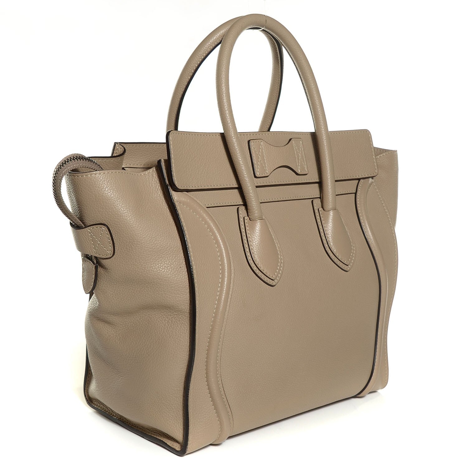 Celine Drummed Calfskin Mini Luggage Dune 3 of 8