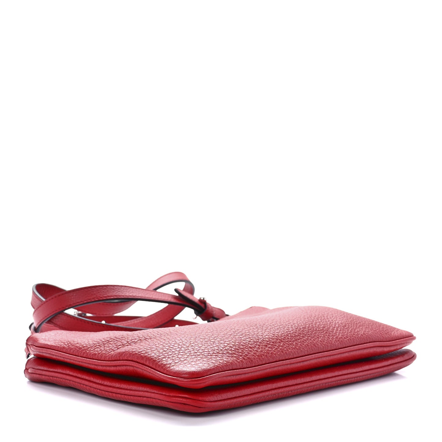 Vitello Phenix Double Zip Crossbody Bag Rosso