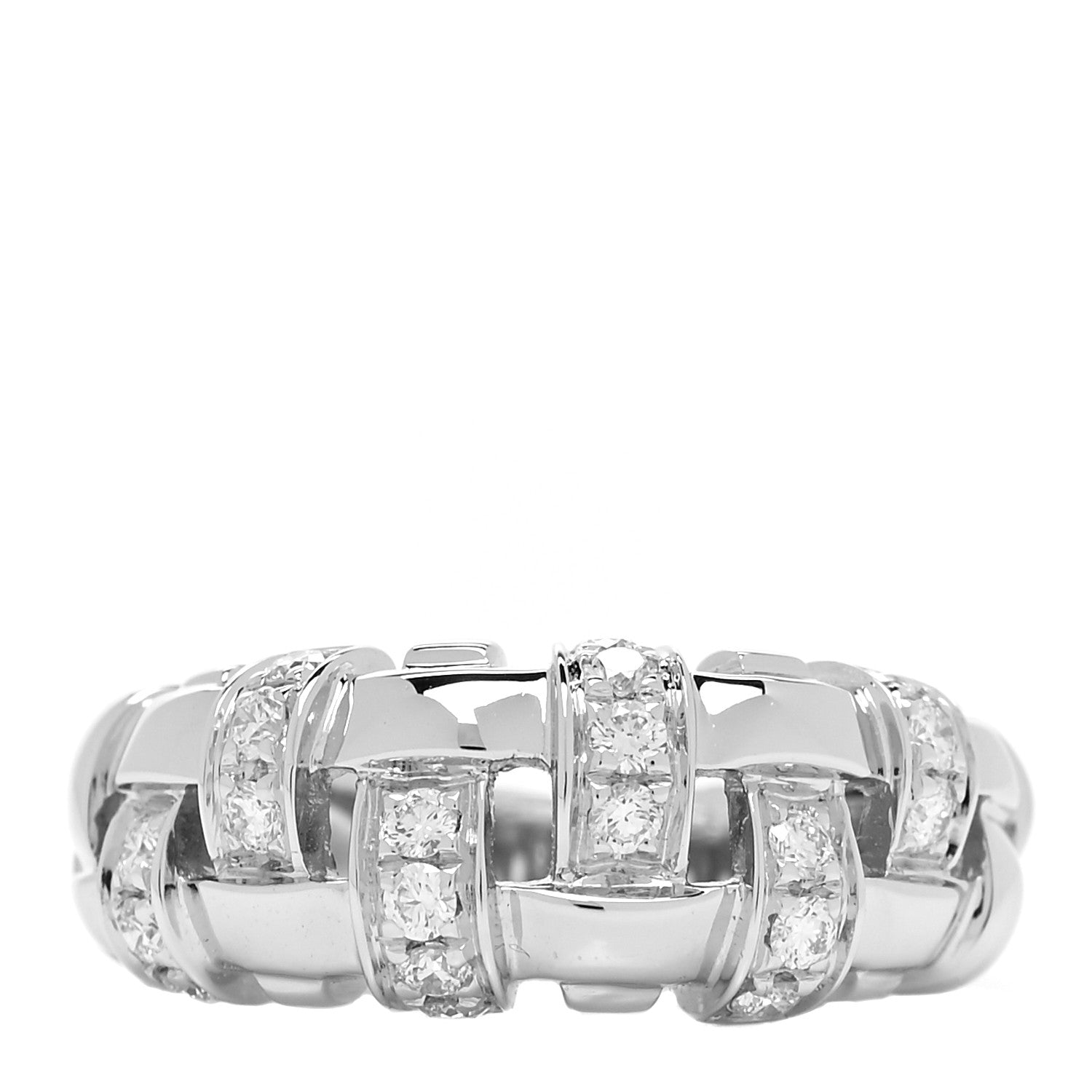 Tiffany 18K White Gold Diamond Vannerie Weave Ring 48 4.5 1 of 5