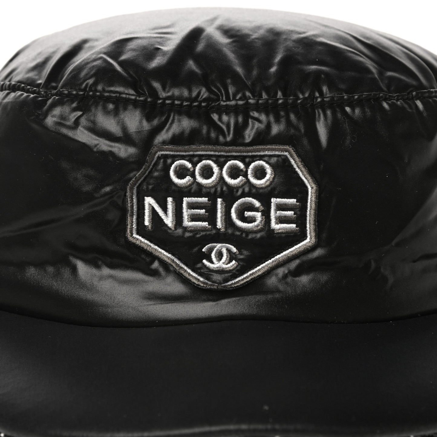 Nylon Tweed Quilted Coco Neige Hat S Black