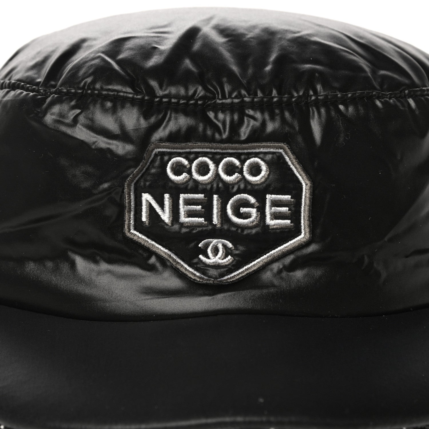 Chanel Nylon Tweed Quilted Coco Neige Hat S Black 6 of 6