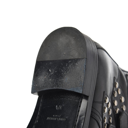 Saint Laurent Smooth Calfskin Studded Strap Rangers Boots 37.5 Black 11 of 16