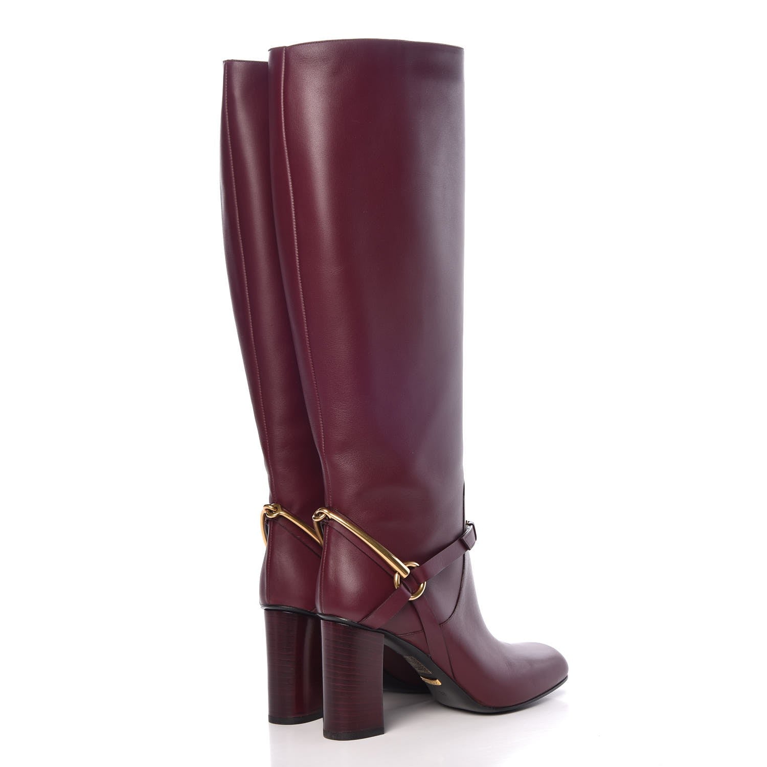 Gucci Calfskin Lifford Knee High Boots 38 Classic Burgundy 4 of 8