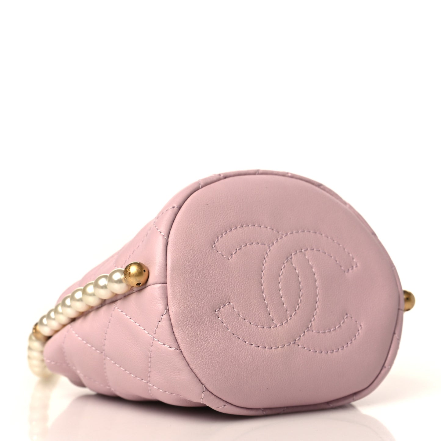 Calfskin Quilted Pearl Mini About Pearls Drawstring Bucket Light Pink