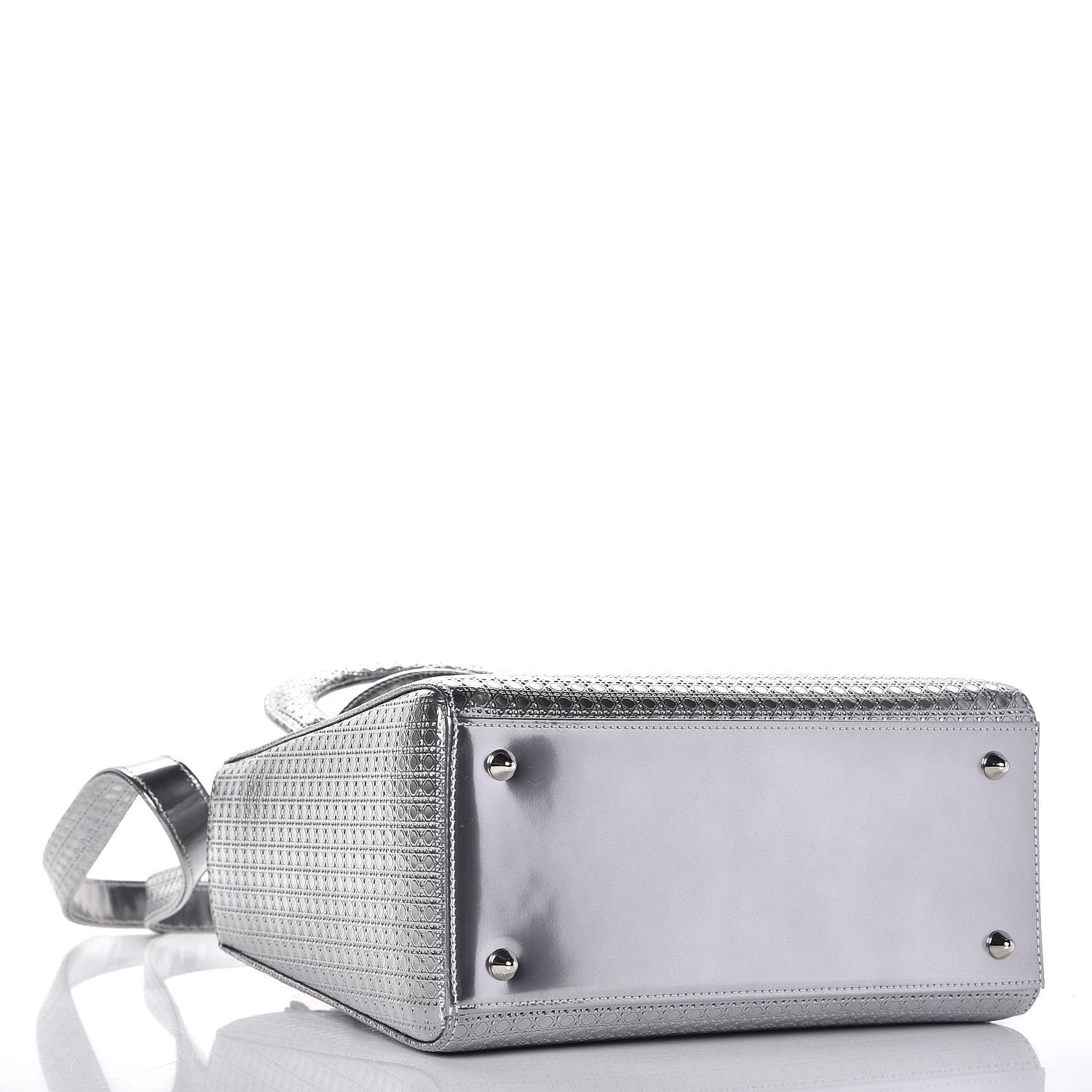 Christian Dior Metallic Patent Micro-Cannage Medium Lady Dior Silver 5 of 8