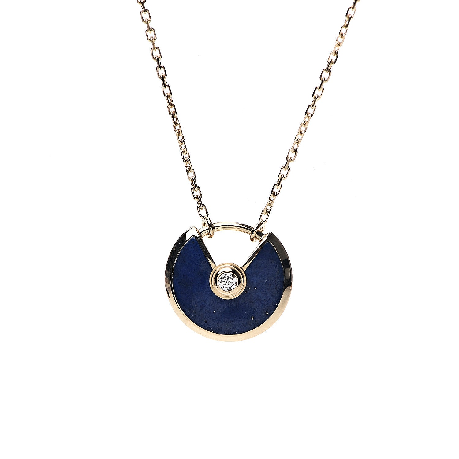 Cartier 18K Yellow Gold Diamond Lapis Lazuli XS Amulette de Pendant Necklace 3 of 5