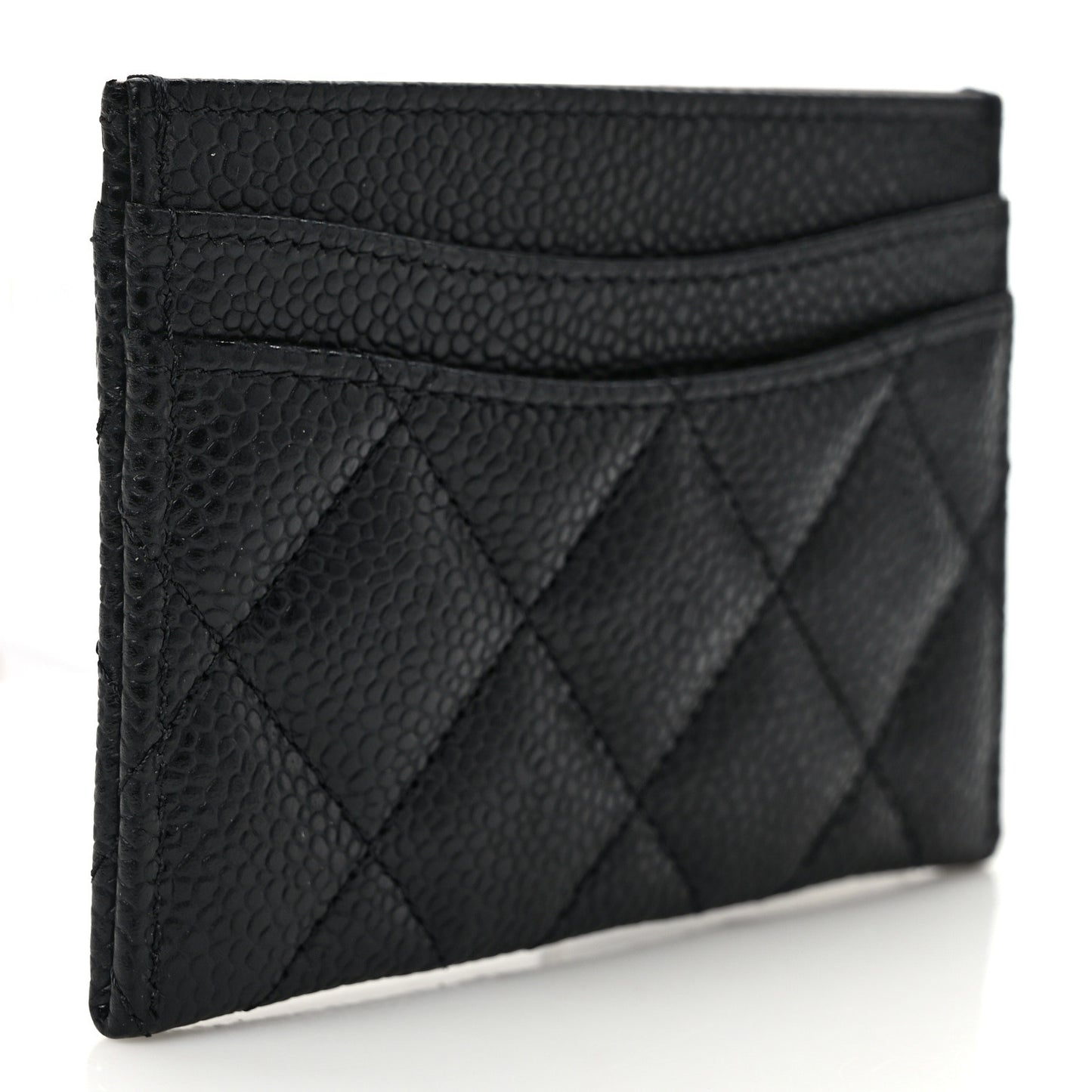 Caviar Quilted Card Holder Black