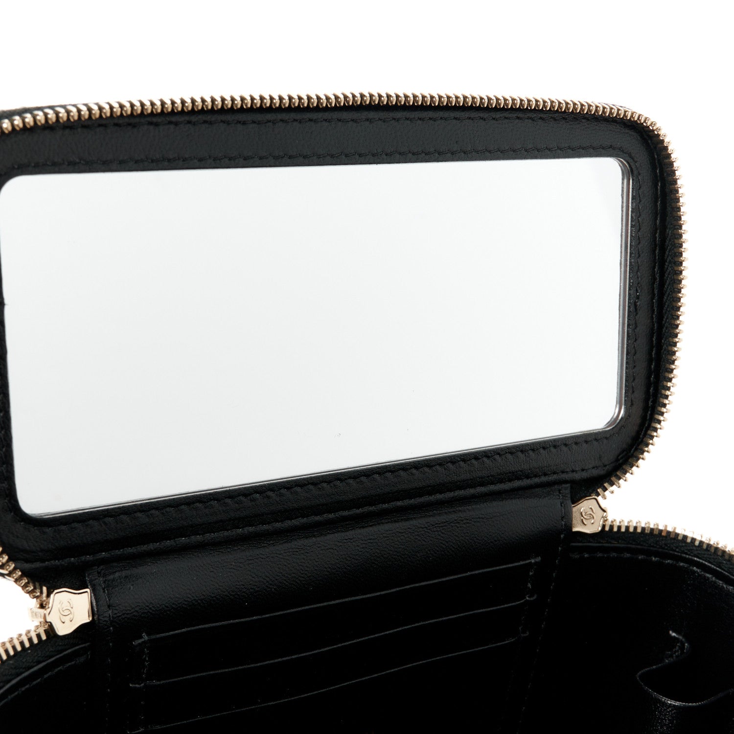 Chanel Lambskin Quilted Metal Small Top Handle Vanity Case With Chain Black 12 of 13
