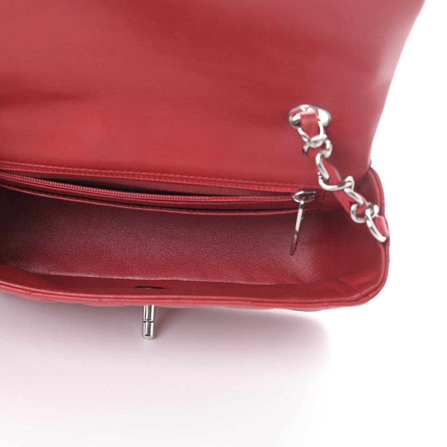 Lambskin Quilted Mini Rectangular Flap Red