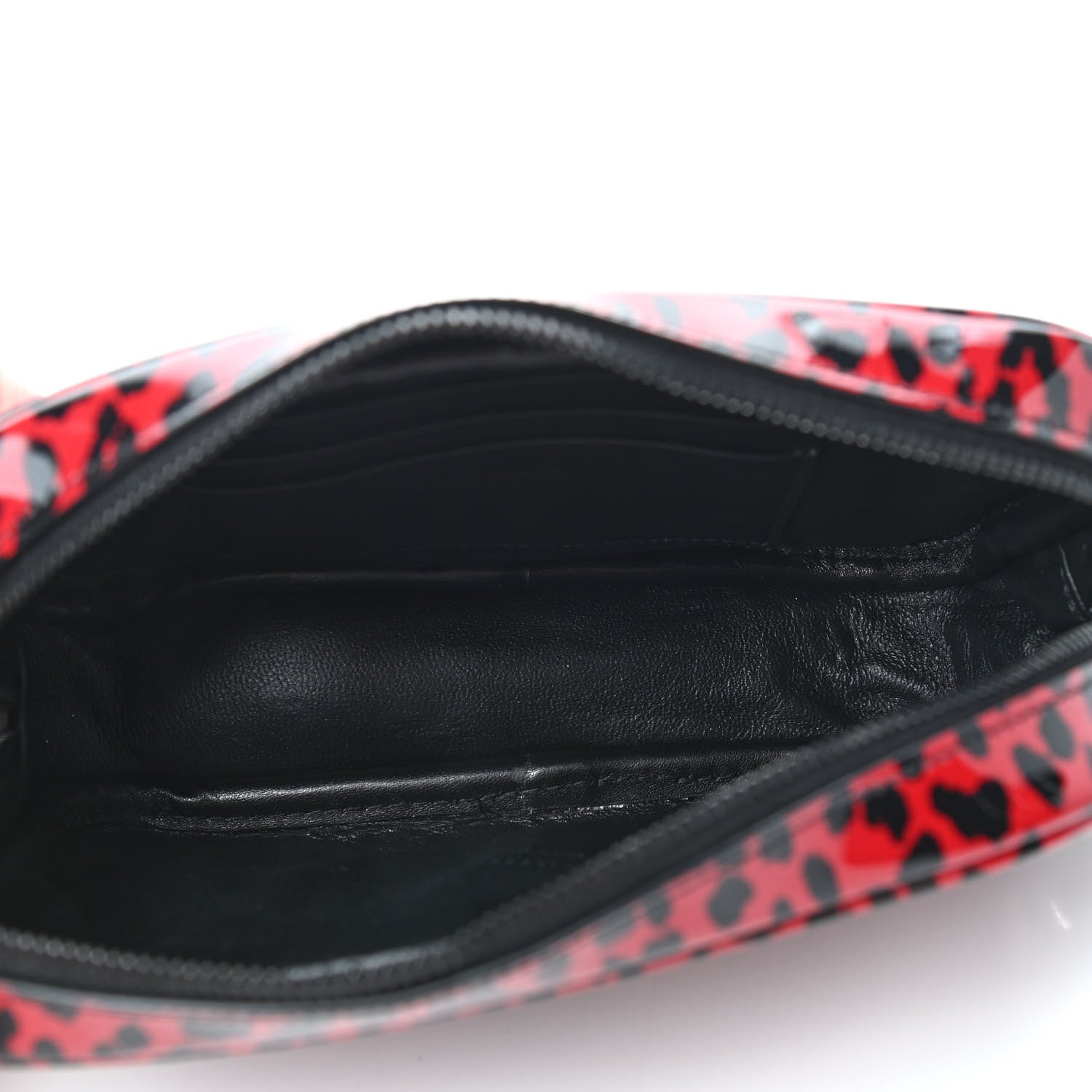 Saint Laurent Patent Calfskin Leopard Print Monogram Mini Lou Camera Bag Red 5 of 9