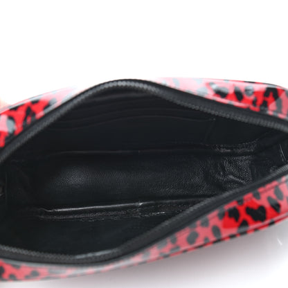 Saint Laurent Patent Calfskin Leopard Print Monogram Mini Lou Camera Bag Red 5 of 9