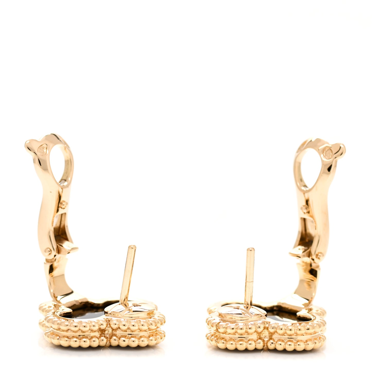 18K Yellow Gold Black Onyx Vintage Alhambra Earrings