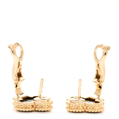 Van Cleef & Arpels 18K Yellow Gold Black Onyx Vintage Alhambra Earrings 3 of 5