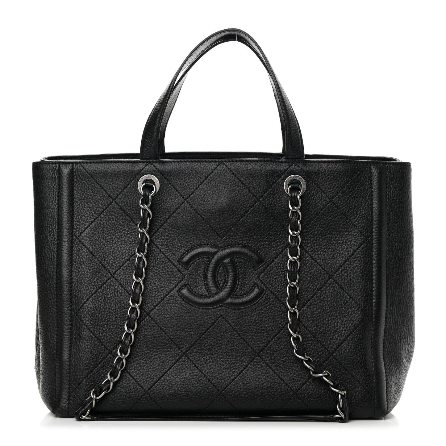 Deerskin Stitched Medium CC Shopping Tote Black