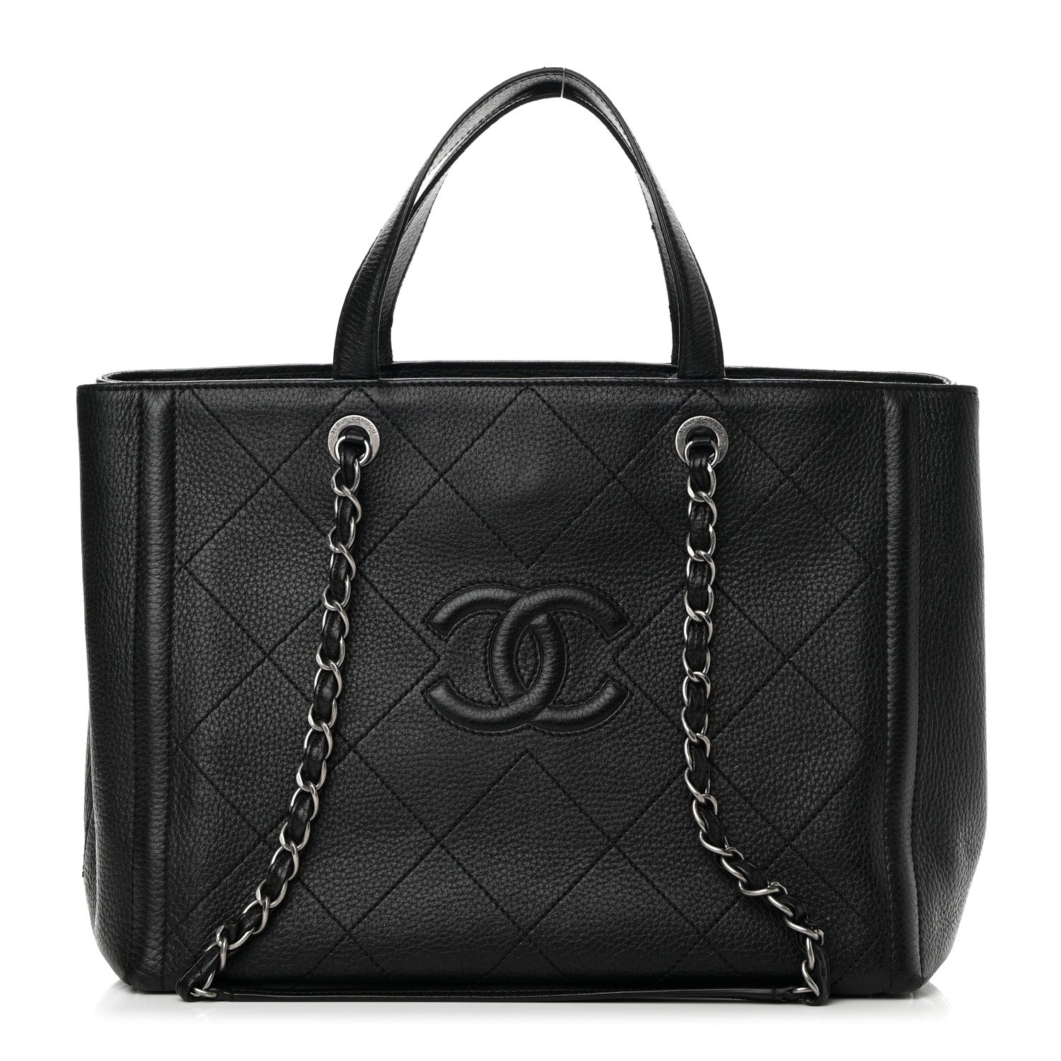 Chanel Deerskin Stitched Medium CC Shopping Tote Black 1 of 16