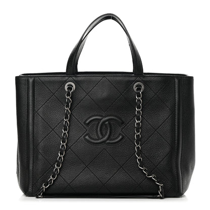 Chanel Deerskin Stitched Medium CC Shopping Tote Black 1 of 16