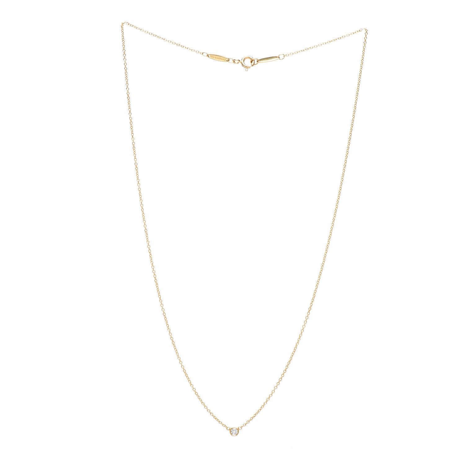 Tiffany 18K Yellow Gold Diamond .05ct Elsa Peretti Diamonds by the Yard Pendant Necklace 3 of 4