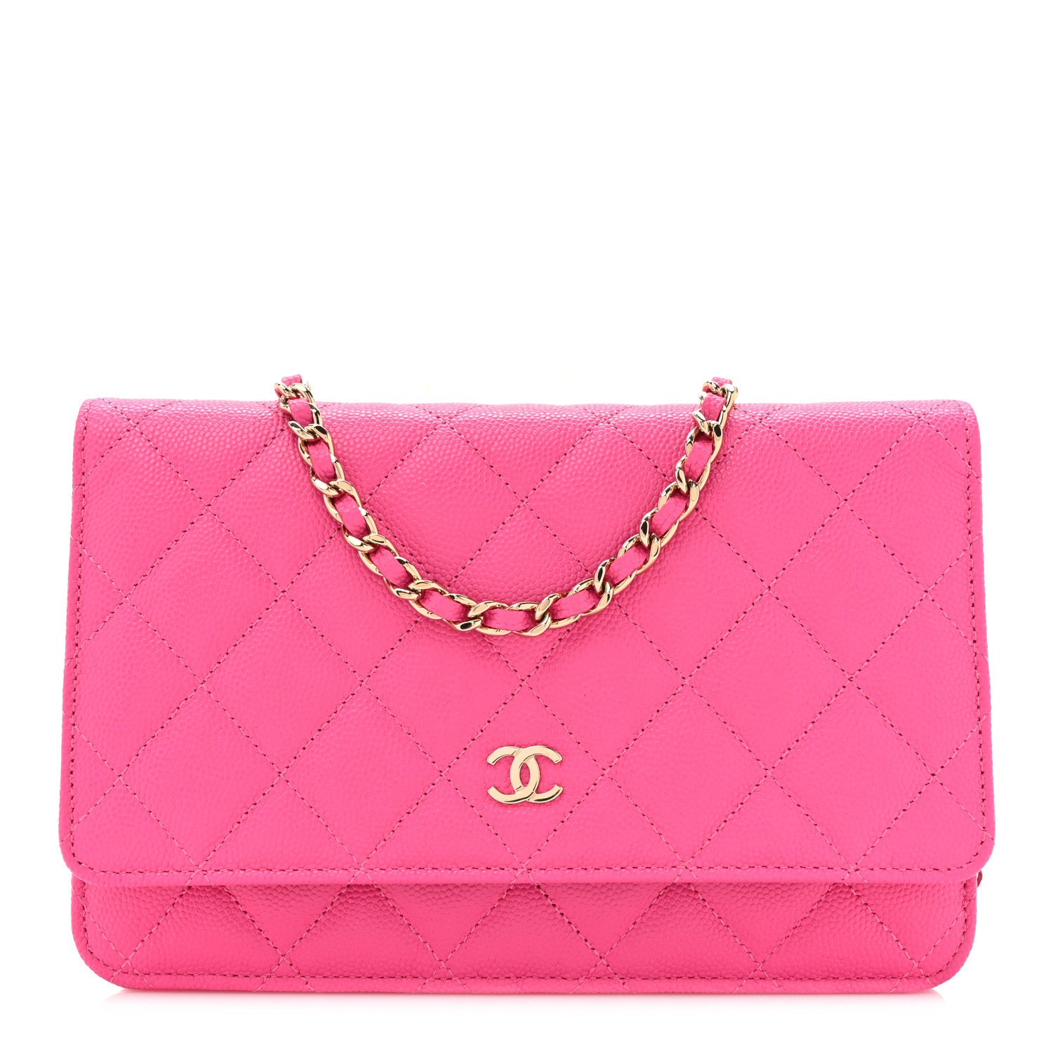 Chanel Caviar Quilted Wallet on Chain WOC Fuchsia 1 of 12
