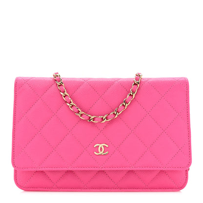 Chanel Caviar Quilted Wallet on Chain WOC Fuchsia 1 of 12