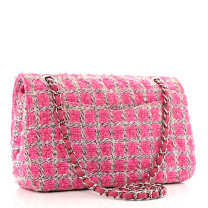 Chanel Tweed Quilted Medium Double Flap Hot Pink 3 of 13